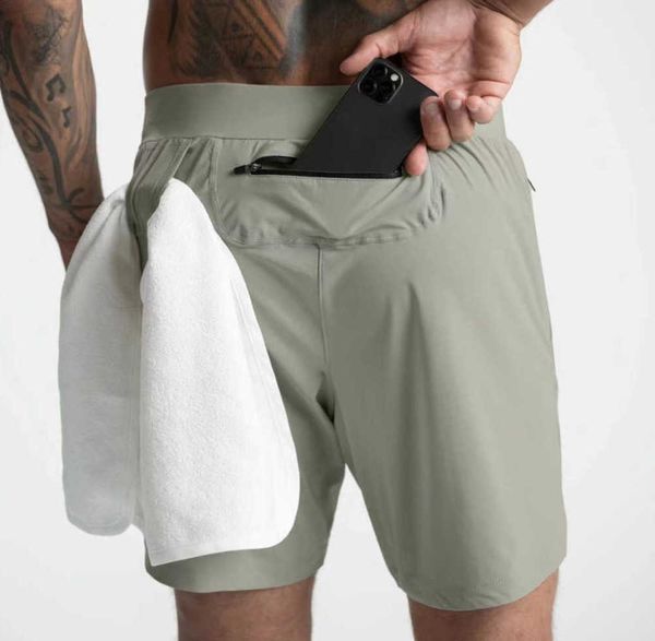 

men yoga sports lulus shorts fifth pants outdoor fitness quick dry back zipper pocket solids color casual running lululemens quality discou, White;black