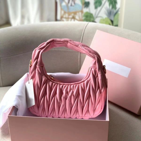 

women totes handbags designer shoulder bags wander handbag fashion pleated soft sheepskin hobo bag black white pink silvery luxury handle to