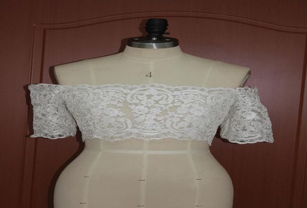 

real pos 2017 lace hlaf sleeve off shoulder bolero jackets wedding dress cape for wedding bridal accessories custom made en10186625329, White