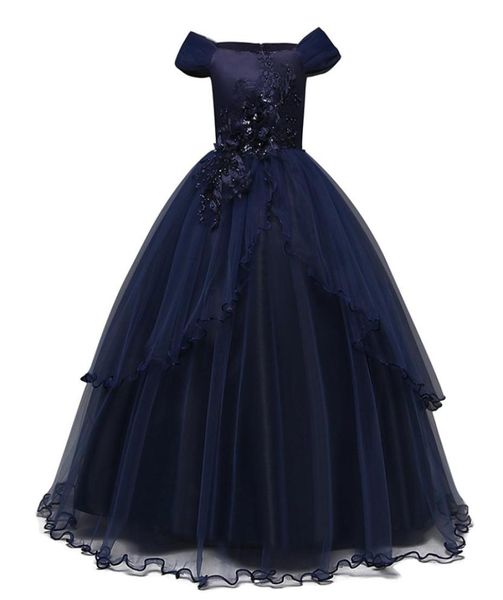

elegant dress evening ball gown kids princess first communion teenager black6285357, Red;yellow