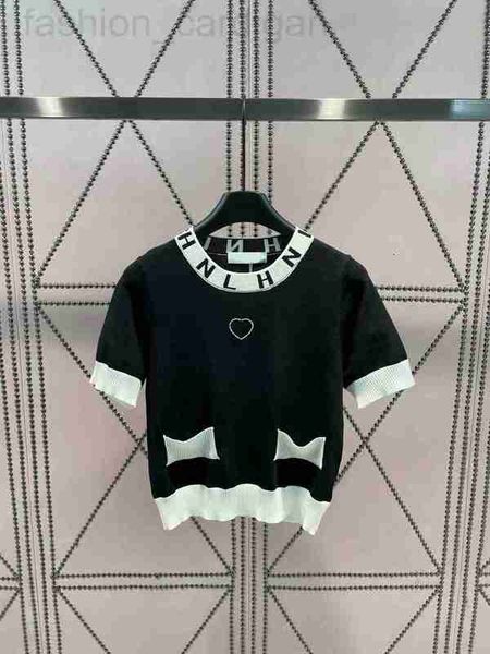 

women's sweaters designer luxury brand summer new fashion elegant o-neck short sleeve sweater letter knitted pocket pullovers casual fe, White;black
