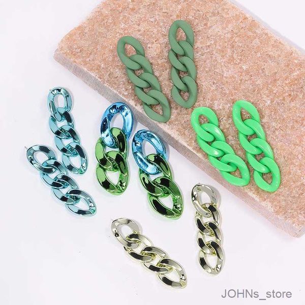 

stud multicolor acrylic chain earrings for women fashion long personality stud earrings jewelry accessories r230630, Golden;silver