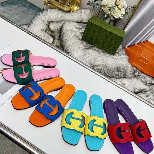 

women designers slipper sandals g flat slides flops summer triangle leather outdoor loafers bath shoes beachwear slippers fashion shoes, Black