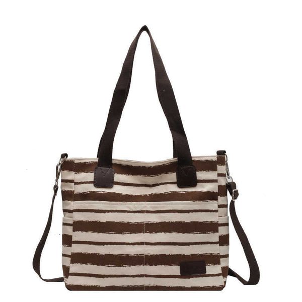 

new shoulder bag women's bag fashion simple fashion large handheld striped canvas bag