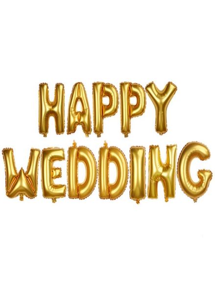

12pcsset happy wedding cute foil helium letters balloon decorations anniversary decor gold color 16 inch1305860