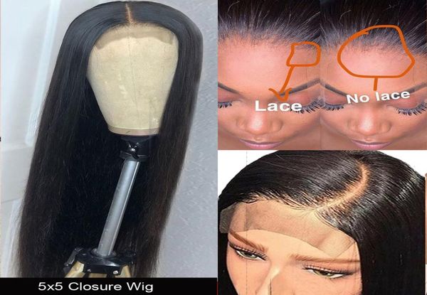 

6x6 closure wig brazilian straight 250 density hd lace front wig 5x5 hd lace closure pre plucked closure wig human hair wigs3658555, Black