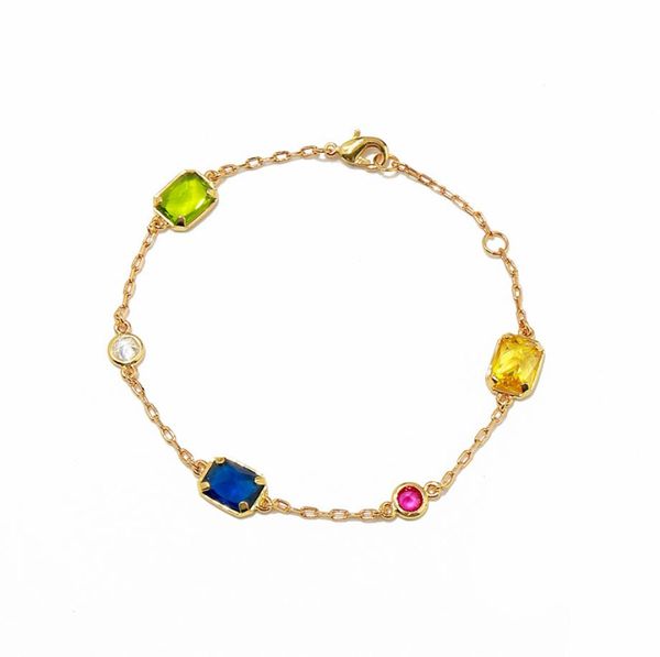 

elegant blue yellow green crystal bracelet 18k gold 925 silver bangle for women jewelry gift6090666, Black