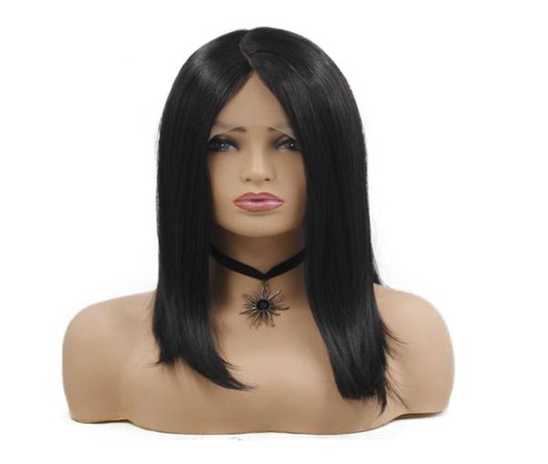 

lace front wigs for black women side fringe straight lace frontal synthetic wig high temperature glueless beauty hair5162069