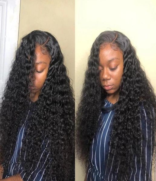

synthetic wigs 26inch 180 density long kinky curly natural black glueless transparent 13x3 lace front for women with baby hair4227952