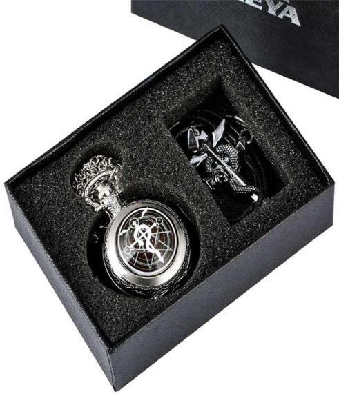 

fullmetal alchemist silverbronze pocket watch pendant men039s quartz japan anime necklace clock high grade gifts set 2110138763286, Slivery;golden