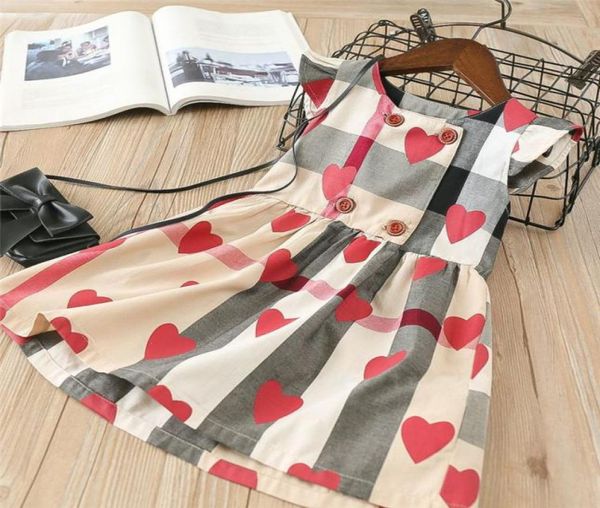 

girl plaid dress fashion princess summer outfit causal cute kids heart clothing for 26 years birthday party uniform wear6539556, Red;yellow