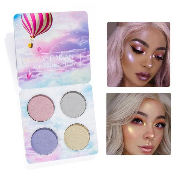 

handaiyan 4 color aurora highlight palette sheer luminous highlighter face eyes lips highlighting contouring compact powder makeup8361142