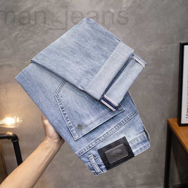 

men's jeans designer spring/summer korean edition embroidered perforated small foot slim fit long pants dl68, Blue