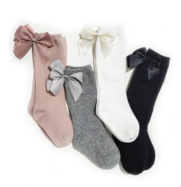 

fall girls cotton socks ins chidren ribbon bows princess leg kids ruffle 34 knee high knitting sock a33414158240, Pink;yellow