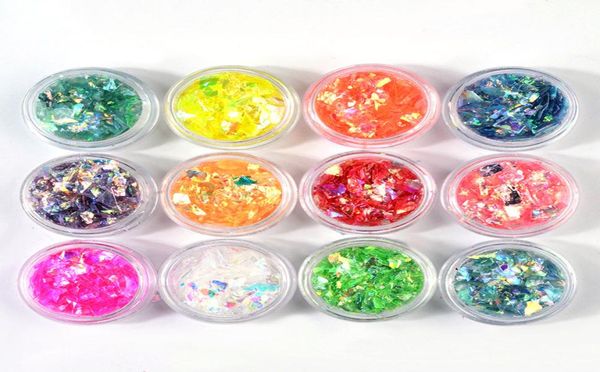 

12 colors decoration nail art shell glitter cellophane sequins irregular paper powder manicure sticker diy tips tools3477810, Black
