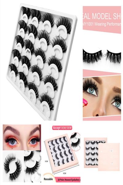 

10 pairset 8d faux mink eyelashes false eyelash wispy natural long cruelty soft thick handmade full strip eye lashes9946789