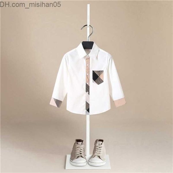 

shirts spring and autumn kid long sleeve plaids white shirts child kids boys girl shirt plaid check blouse casual clothes 210306 z230630, White;black