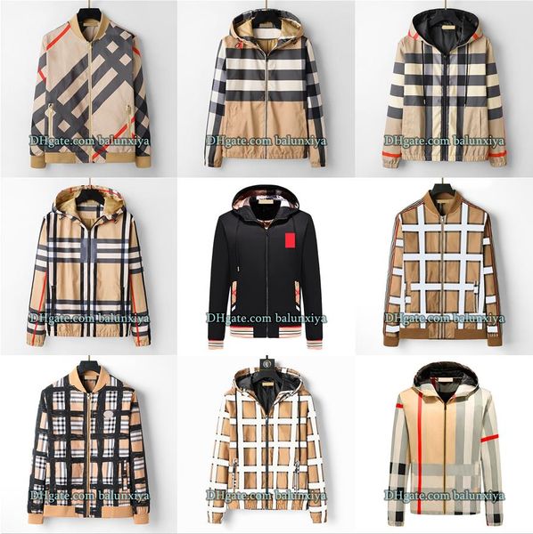 

men jackets plaid jacket autumn bomber jacket fashion design coats striped plaid decoration outerwear hooded men overcoat zipper jacket casu, Black;brown