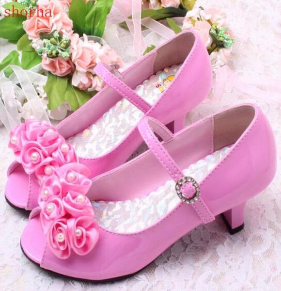 

children039s shoes girls sandals 2018 new summer korean students big children little girls children princess shoes high heels4035779, Black;red