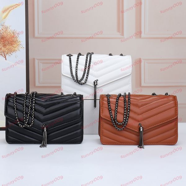 

double chain cross body bag luxury messenger wallet tassel decoration lingge designer envelope package fashion cosmetic bags