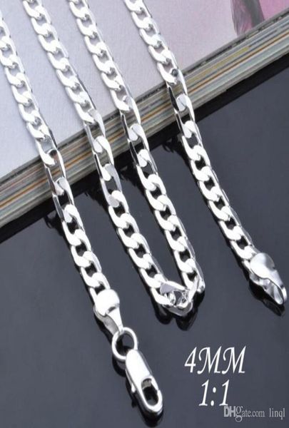 

4mm 925 sterling silver necklace curb chain figaro chain necklaces two style link italy 1624inch8124831