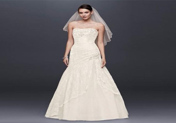 

yp3344 lace wedding dress with side split detail strapless beading bridal gowns mermaid lace up7213145, White