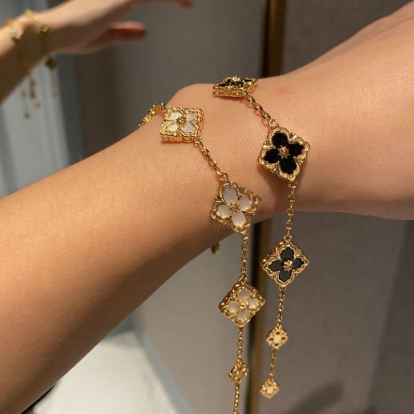 

18k gold luxury clover designer charm bracelets for women party jewelry, Golden;silver