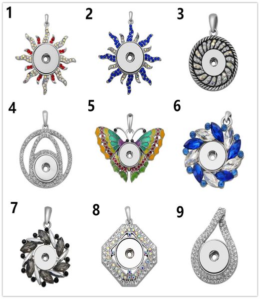 

butterfly shape crystal snap button pendant necklace ginger snap with chain fit 18mm charm diy jewelry gifts1158749, Silver