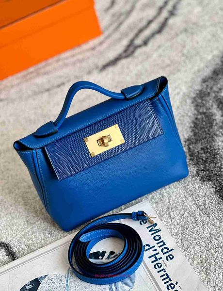 

h home designer tote bags handmade 2424mini touch blue lizard cover headbag women's bag with real logo