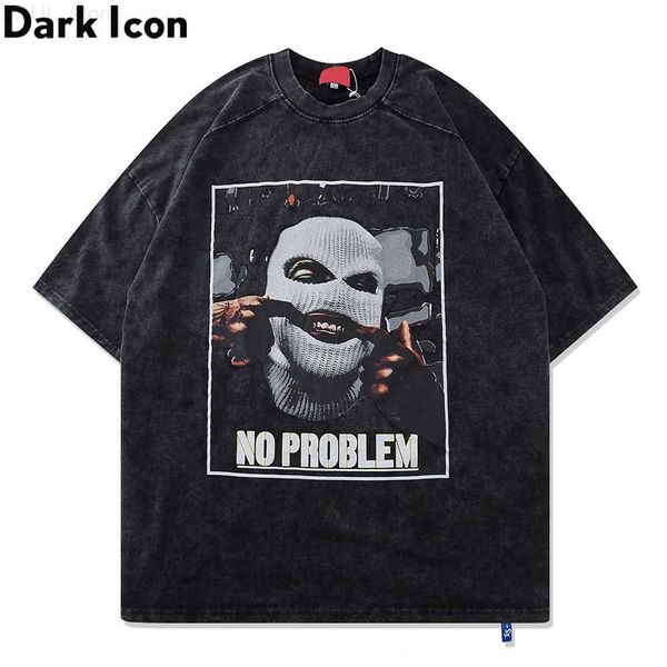 

men's t-shirts dark icon print oversized hip hop t-shirt men crew neck washiong cotton tshirts for man male l230630, White;black