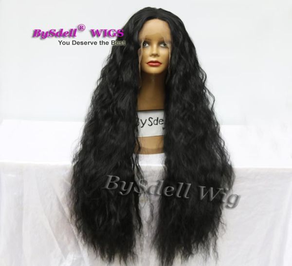 

super long 40039039 soft hair wig synthetic long black kinky curly hair female hairstyle swiss lace front wig8935700