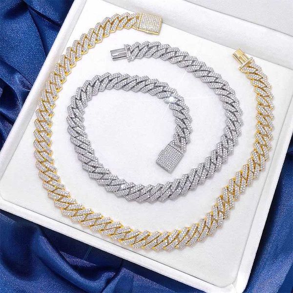 

fashion full diamond moissanite diamond necklace 13mm hip hop necklace for men's, Silver
