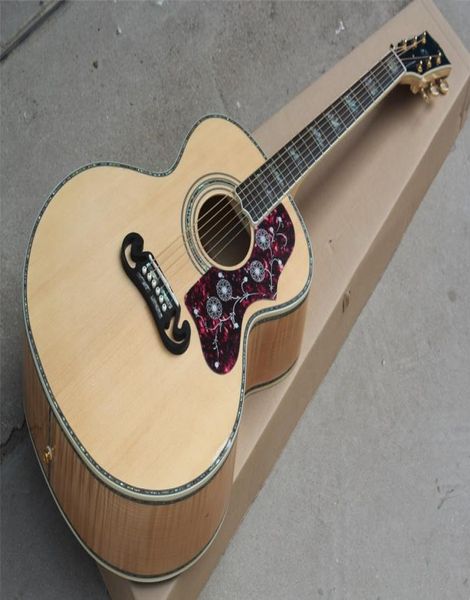 

ebony fingerboard acoustic guitar with bone nutsaddleflame maple backsidecolorful shell inlaycan be customized2242834