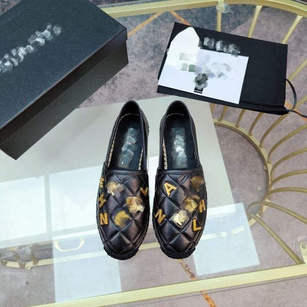 

cf chan c women straw flats espadrilles summer autumn fall woman casual slides interlocking c embrossed flat beach half slippers fisherman s, Black
