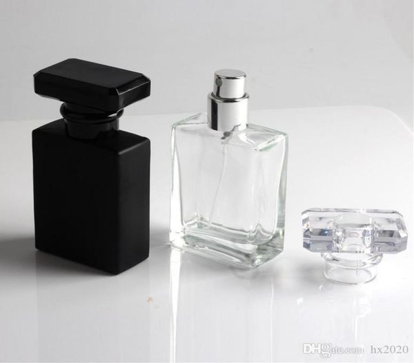 

50ml clear black portable glass perfume spray bottles empty cosmetic containers with atomizer for traveler jxw4671611407