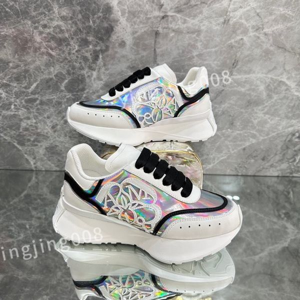 

2023 new luxury ladies graffiti white shoes mens leather casual shoe platforms print fashion personality couple sneakers women xinshidai2304, Black