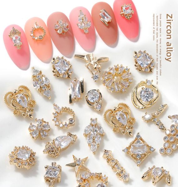 

metal zircon 3d nail art decorations crystal jewelry nails decoration zircons diamond charms7411693, Silver;gold
