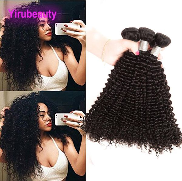 

brazilian virgin human hair 3 bundles kinky curly double hair wefts 95100gpc extensions kinky curly natural color8162455, Black;brown