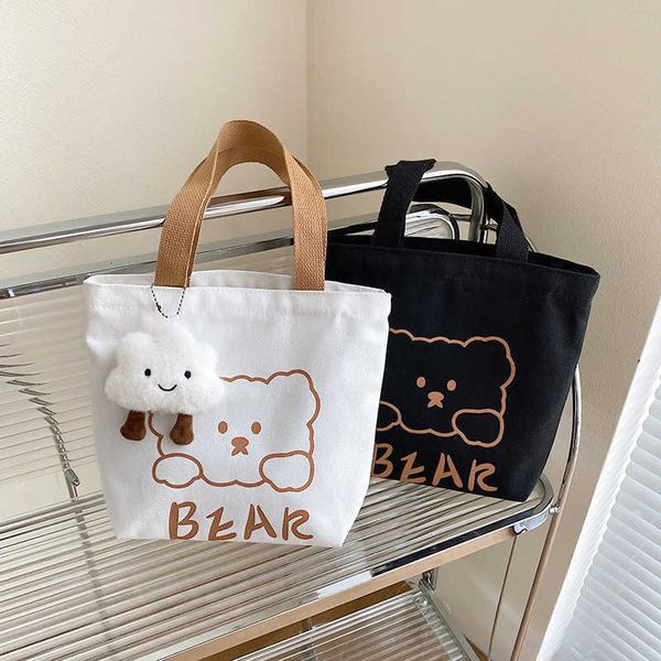 

new work makeup bag for female students snack bag for going out portable canvas bag handheld bento bag female handbag