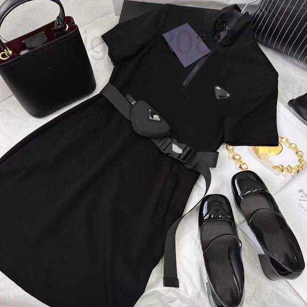 

urban dresses designer 23 spring/summer fashion age reducing letter triangle waist bag zipper flip collar slim dress y2yr, White;black