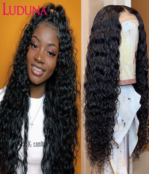 

13x4 lace front human hair wigs water curly human hair wig remy natural hairline hair luduna curl wig 150 density women wigs1220503, Black;brown