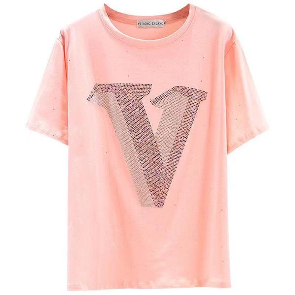 

womens tshirt designer women shirt summer cotton tshirt short sleeve shiny diamond summer fashion t-shirt clothes women designer cothing w, White