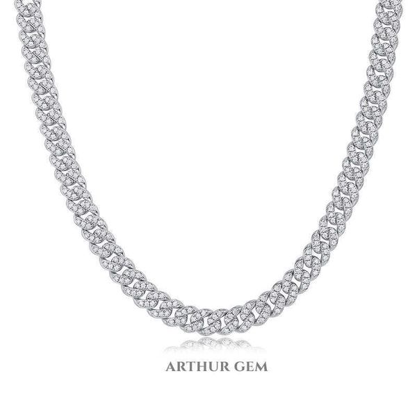 

men's diamond necklace moissanite cuban link chain 925 sterling silver