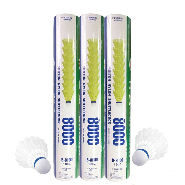 

badminton shuttlecocks 12pcsset nylon shuttlecock fiber full round ball head yellow and white plastic outdoor training use durable 230629