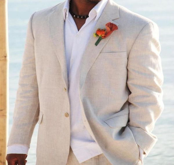 

simple linen notched lapel men wedding suits grooms tuxedos 2 piece mens suits slim fit beach groomsmen suits jacketpants5194591, Black;gray