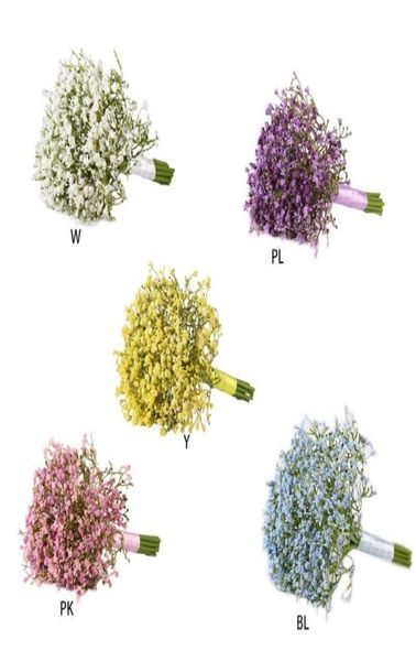 

wedding flowers artificial baby breath gypsophila bridal bridesmaid bouquet holding with satin ribbon for home party decoration1666255
