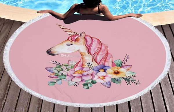 

beach towels 150150cm round summer swimming bath towel cartoon shawl yoga mat 16 colors blanket c38285493061