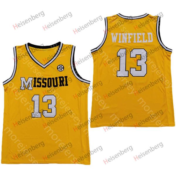 

new 2020 missouri tigers basketball jersey ncaa college 13 winfield yellow all stitched and embroidery size s-3xl, Black