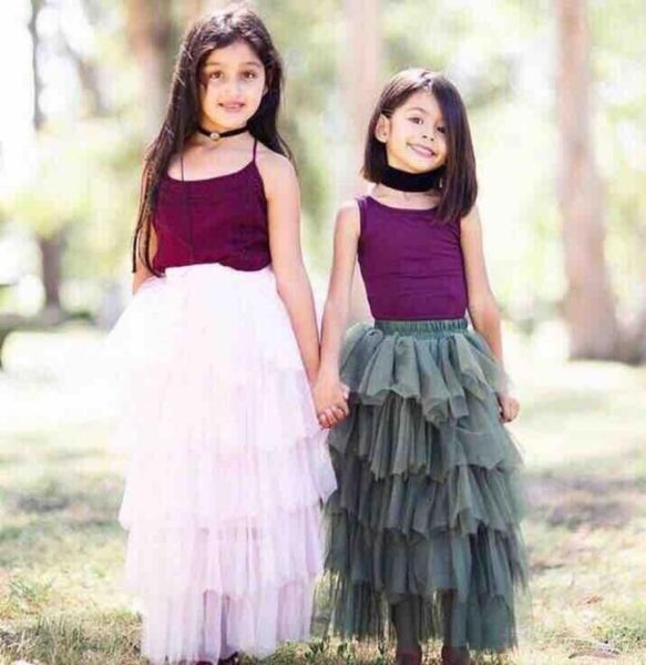 

fashion tiered long skirts for girls ly stretched waist elastic band five layered puffy tulle skirt 2017 lovely girls skirt 3 5919546, White;blue