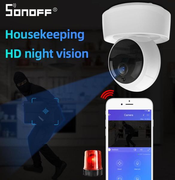 

sonoff gk200mp2b 1080p hd wireless smart wifi camera ip mini ewelink 360 ir baby monitor security alarm work with google home1085434, Black;white